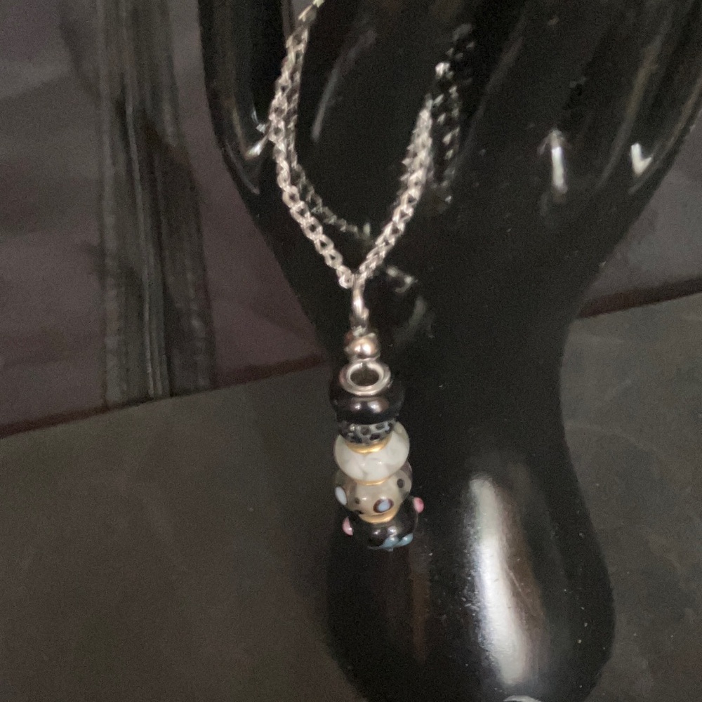 Elegant Black and Silver Beaded mug ornament or purse fob